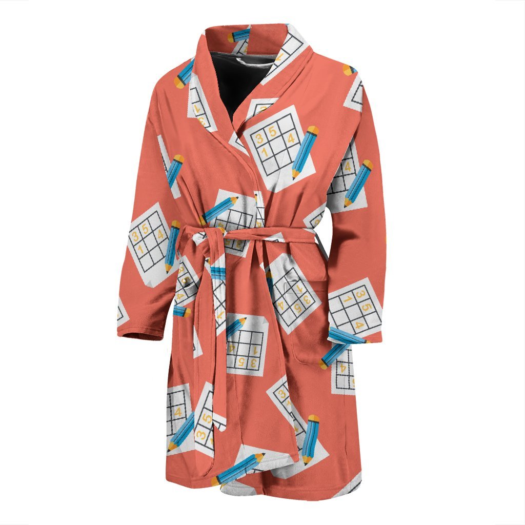 Pattern Print Sudoku Men Long Robe-grizzshop