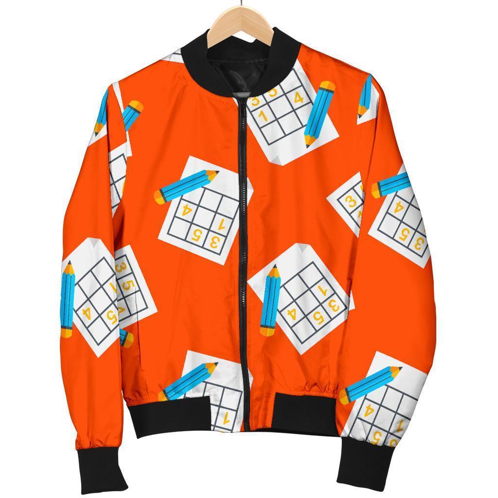 Pattern Print Sudoku Men's Bomber Jacket-grizzshop