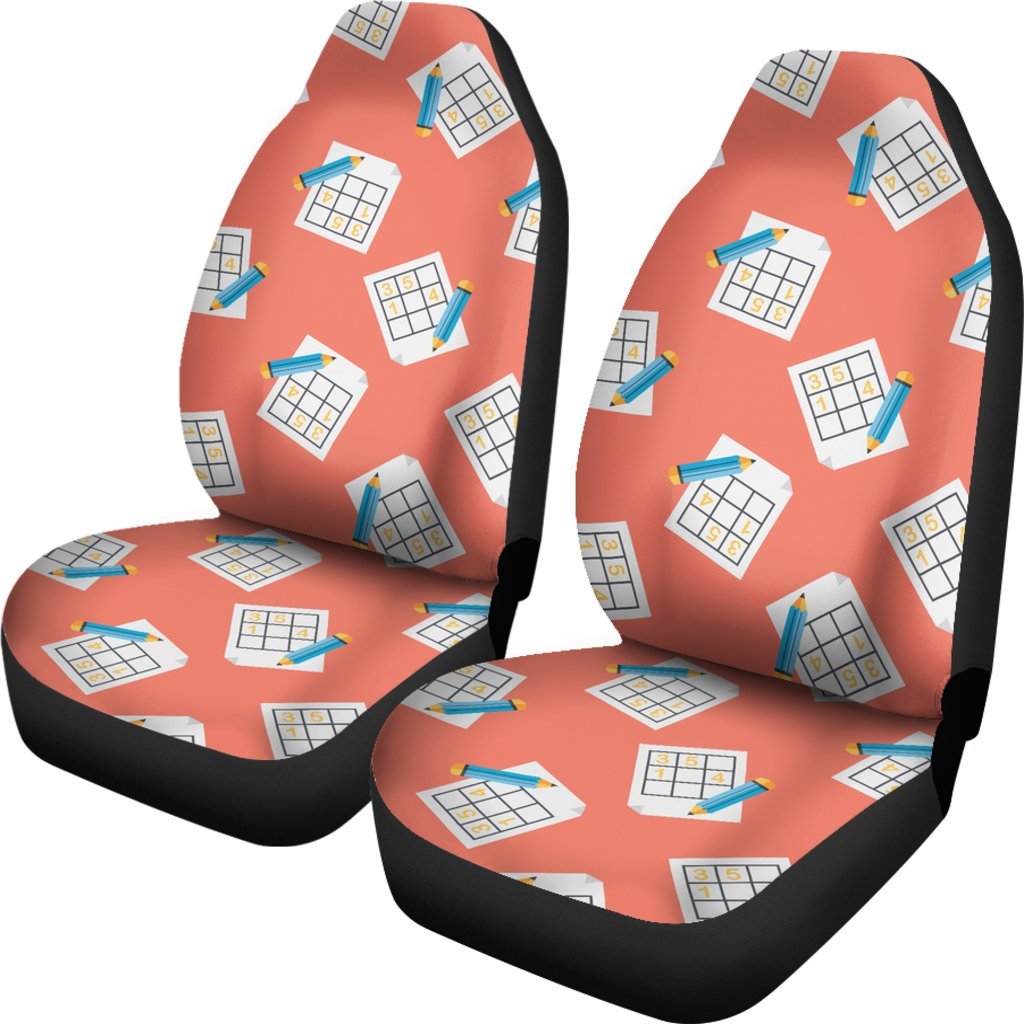 Pattern Print Sudoku Universal Fit Car Seat Covers-grizzshop