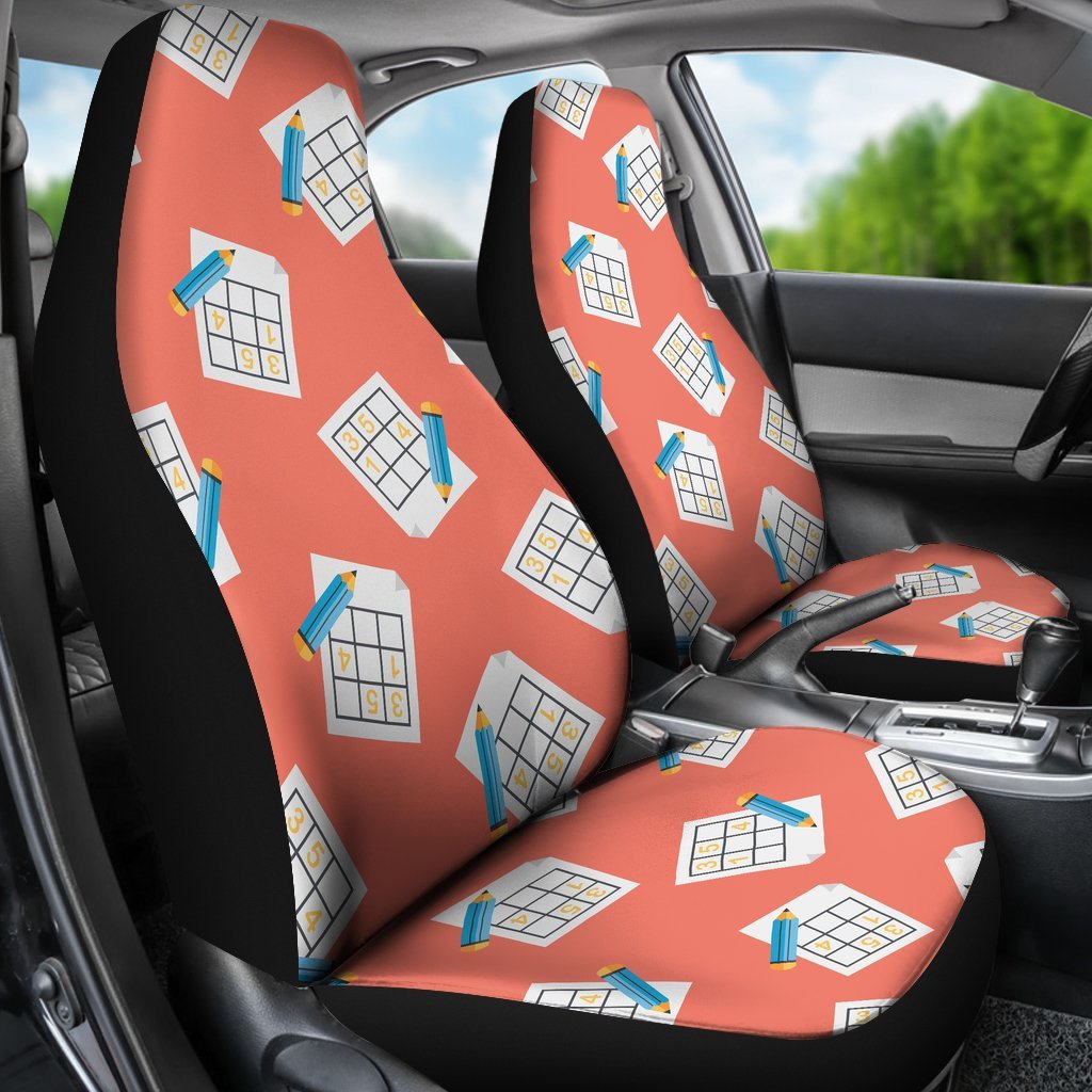 Pattern Print Sudoku Universal Fit Car Seat Covers-grizzshop