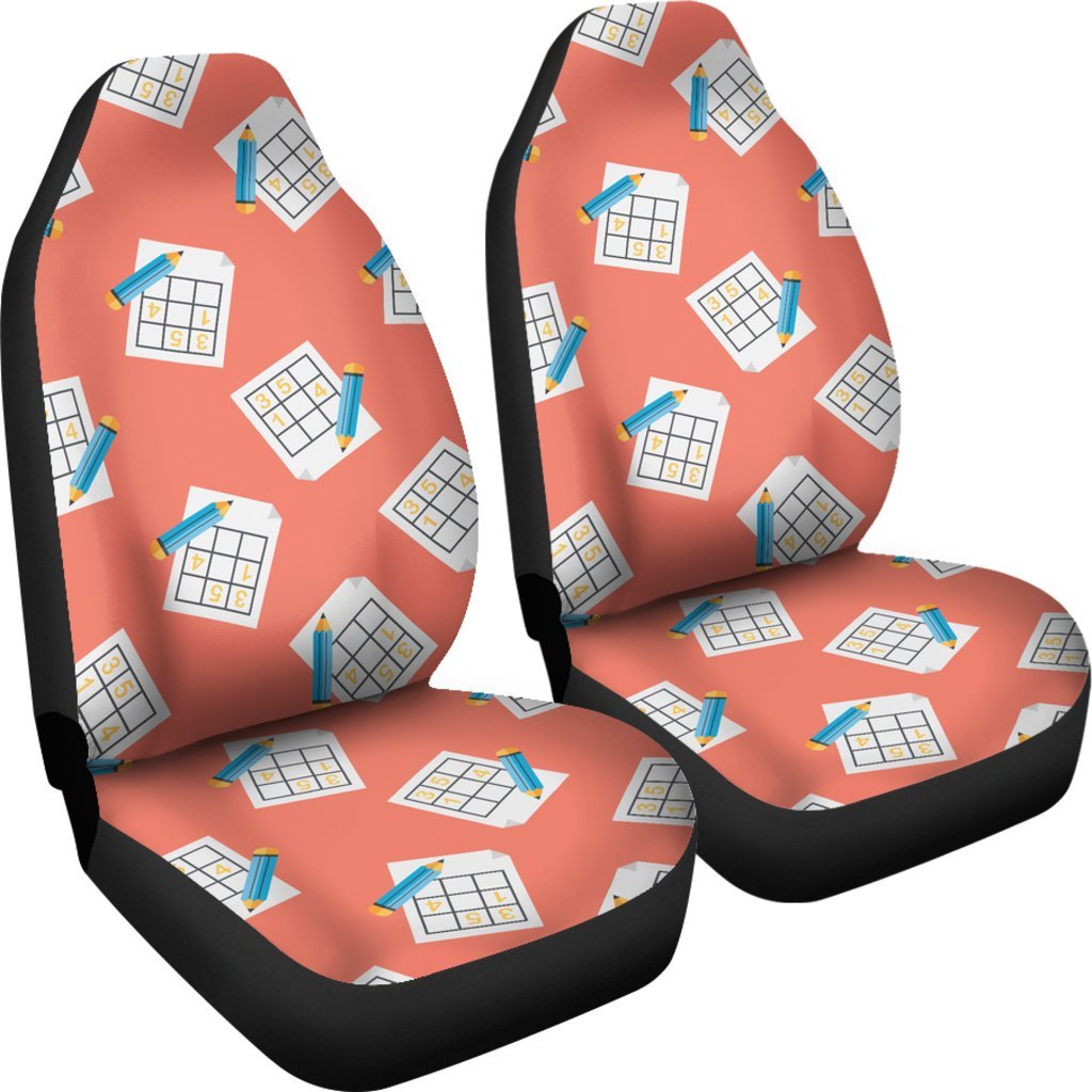 Pattern Print Sudoku Universal Fit Car Seat Covers-grizzshop