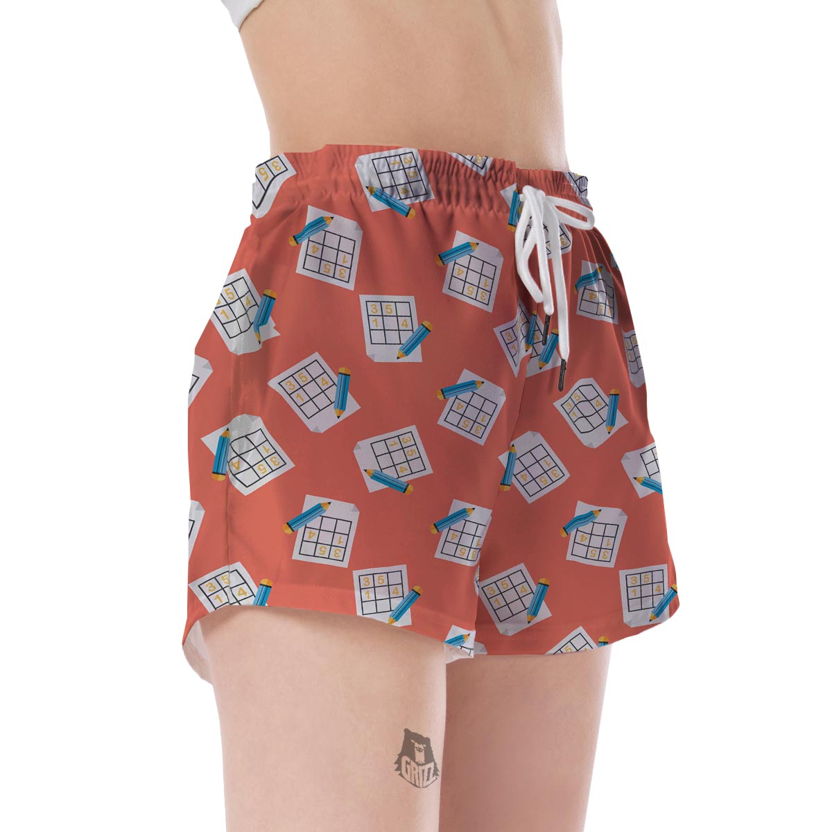 Pattern Print Sudoku Women's Shorts-grizzshop