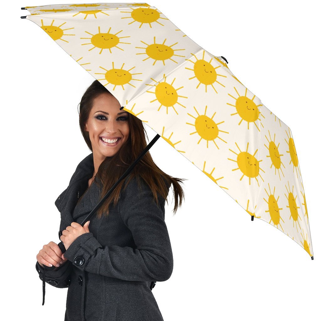 Pattern Print Sun Automatic Foldable Umbrella-grizzshop
