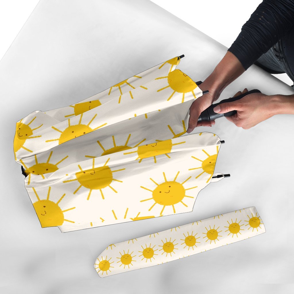 Pattern Print Sun Automatic Foldable Umbrella-grizzshop