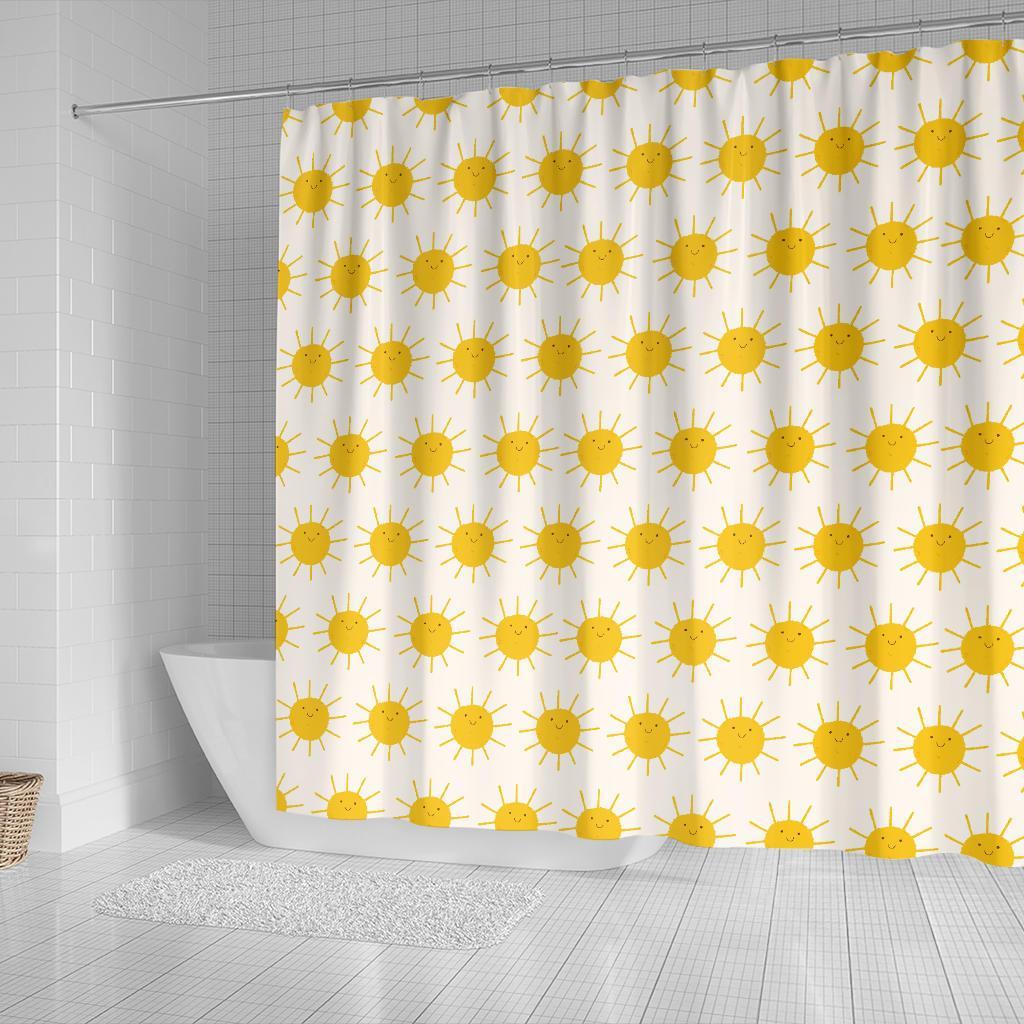 Pattern Print Sun Bathroom Shower Curtain-grizzshop