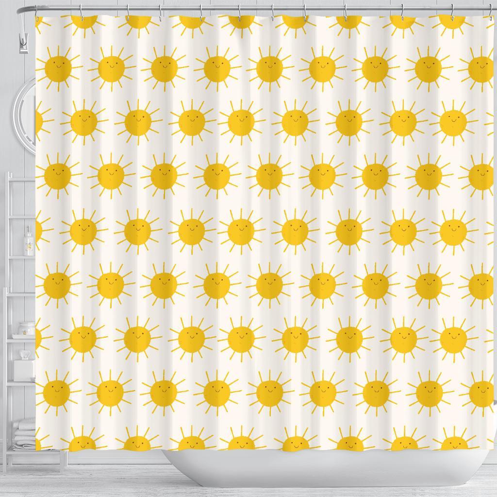 Pattern Print Sun Bathroom Shower Curtain-grizzshop