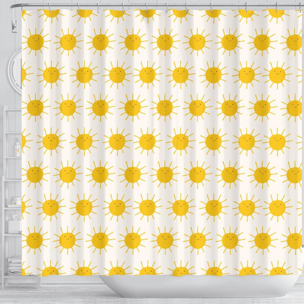 Pattern Print Sun Bathroom Shower Curtain-grizzshop