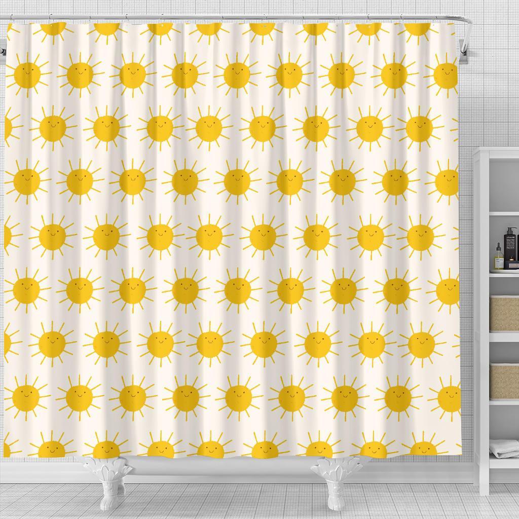 Pattern Print Sun Bathroom Shower Curtain-grizzshop