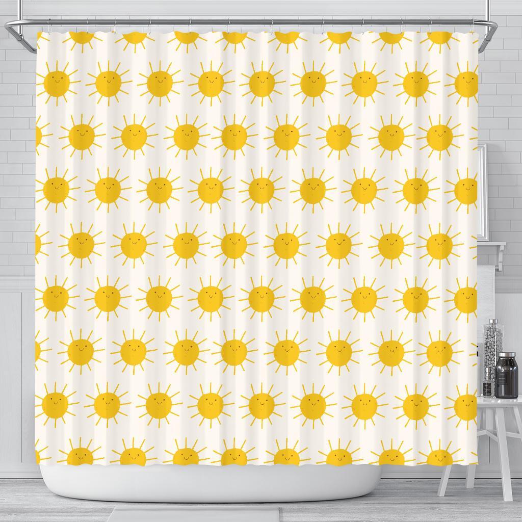 Pattern Print Sun Bathroom Shower Curtain-grizzshop