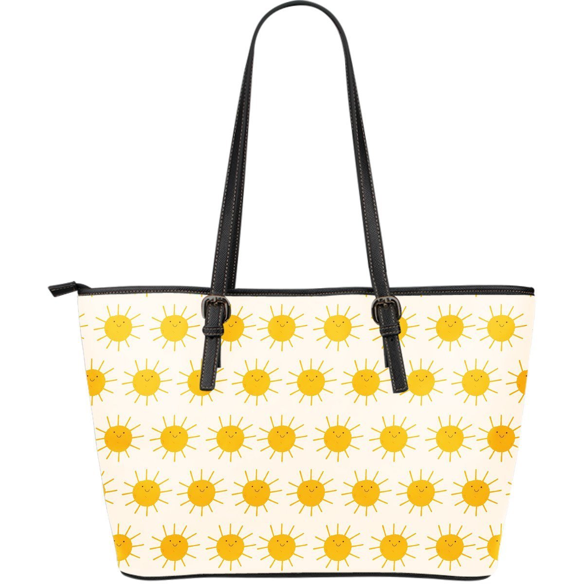 Pattern Print Sun Leather Tote Bag-grizzshop
