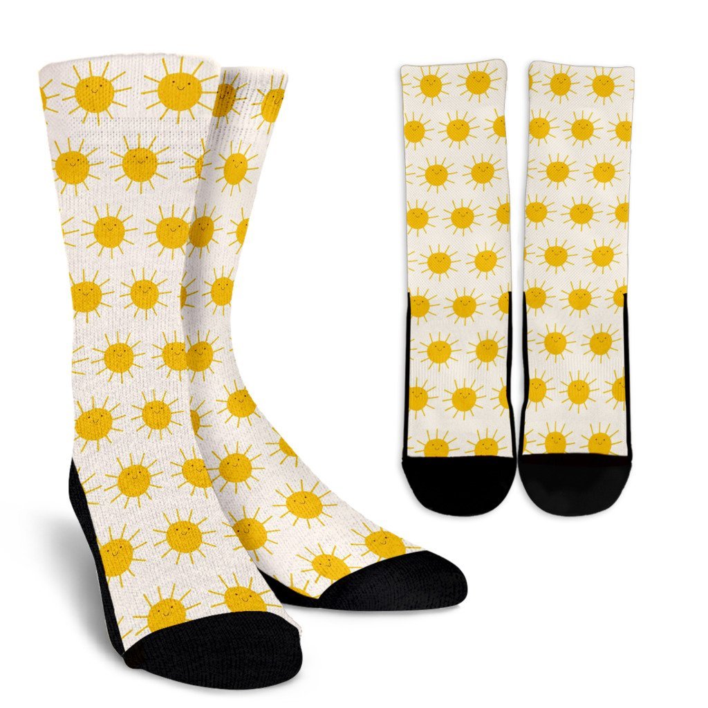 Pattern Print Sun Unisex Crew Socks-grizzshop