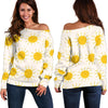 Pattern Print Sun Women Off Shoulder Sweatshirt-grizzshop