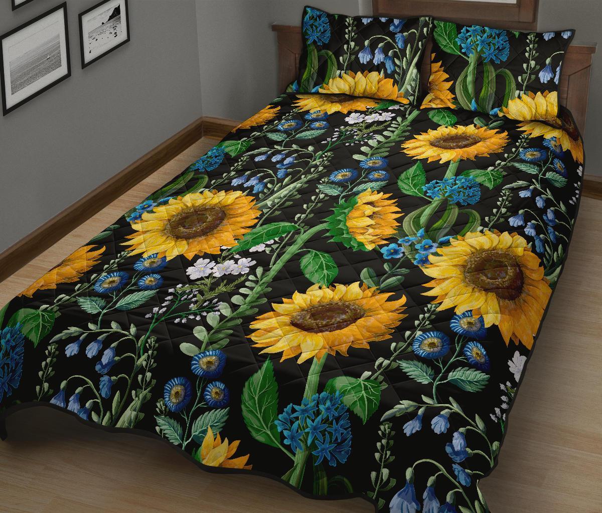 Pattern Print Sunflower Cartoon Bed Set Quilt-grizzshop