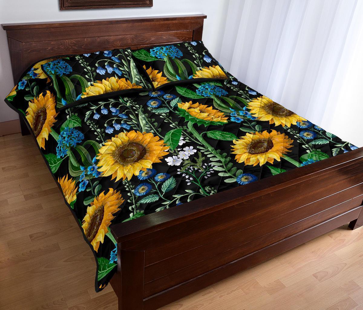 Pattern Print Sunflower Cartoon Bed Set Quilt-grizzshop