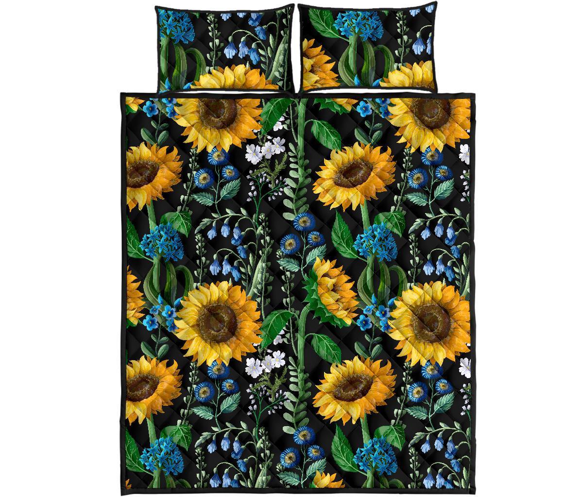 Pattern Print Sunflower Cartoon Bed Set Quilt-grizzshop
