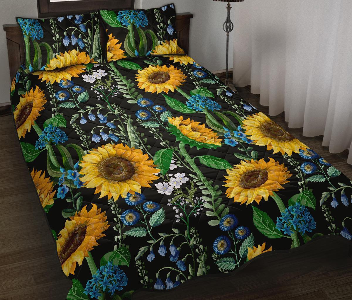 Pattern Print Sunflower Cartoon Bed Set Quilt-grizzshop