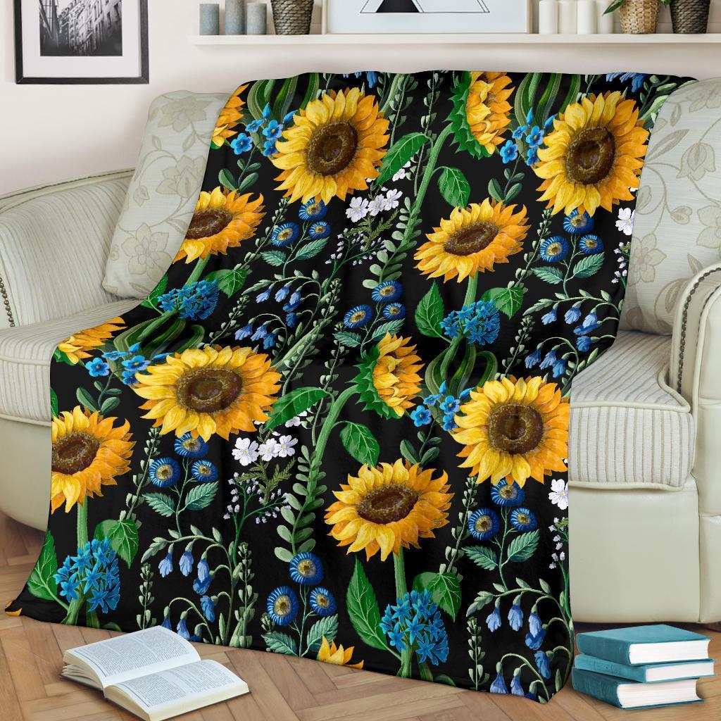 Pattern Print Sunflower Cartoon Blanket-grizzshop