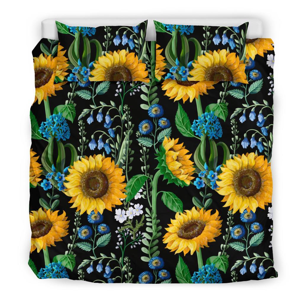 Pattern Print Sunflower Cartoon Duvet Cover Bedding Set-grizzshop