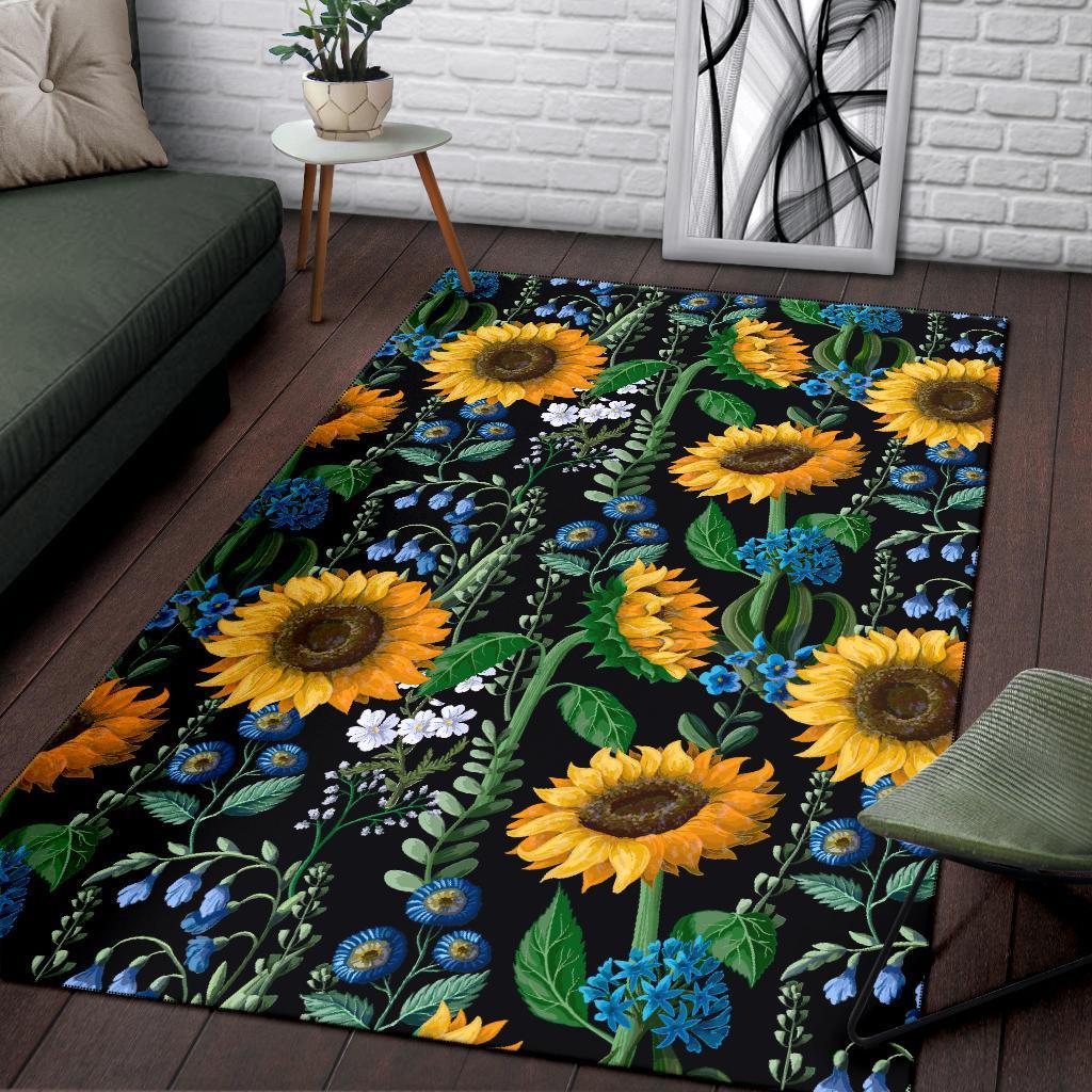 Pattern Print Sunflower Cartoon Floor Mat-grizzshop