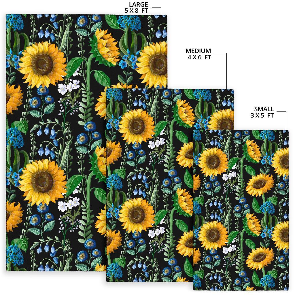 Pattern Print Sunflower Cartoon Floor Mat-grizzshop