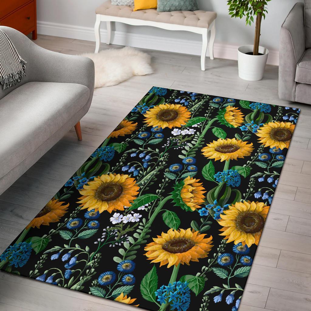 Pattern Print Sunflower Cartoon Floor Mat-grizzshop