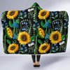 Pattern Print Sunflower Cartoon Hooded Blanket-grizzshop