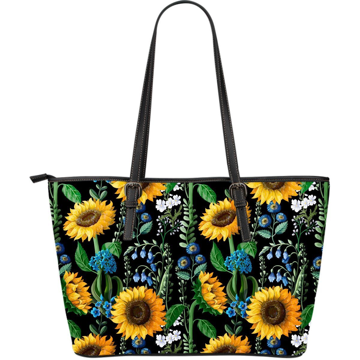 Pattern Print Sunflower Cartoon Leather Tote Bag-grizzshop