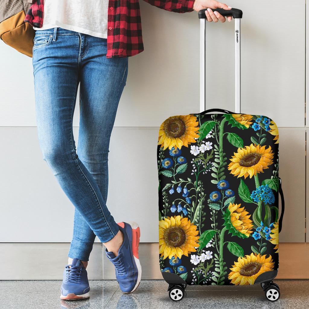 Pattern Print Sunflower Cartoon Luggage Cover Protector-grizzshop