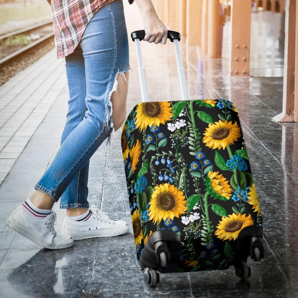 Pattern Print Sunflower Cartoon Luggage Cover Protector-grizzshop