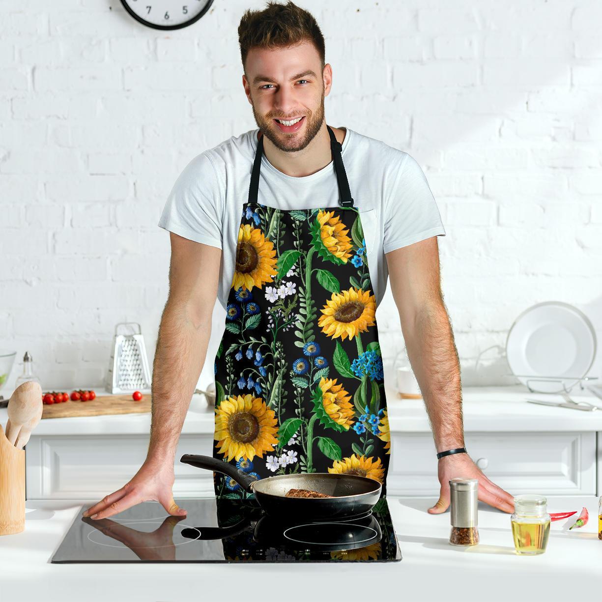 Pattern Print Sunflower Cartoon Men's Apron-grizzshop