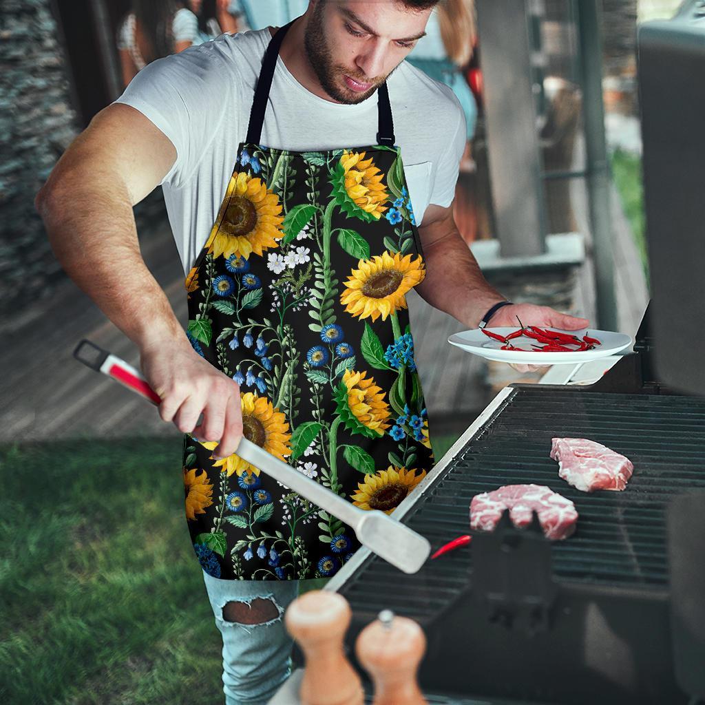 Pattern Print Sunflower Cartoon Men's Apron-grizzshop