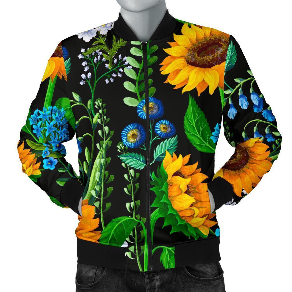 Pattern Print Sunflower Cartoon Men's Bomber Jacket-grizzshop