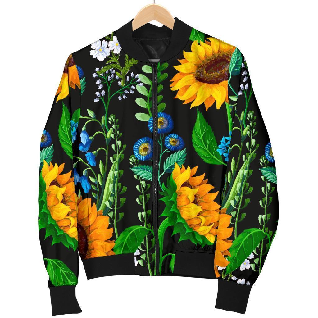 Pattern Print Sunflower Cartoon Men's Bomber Jacket-grizzshop