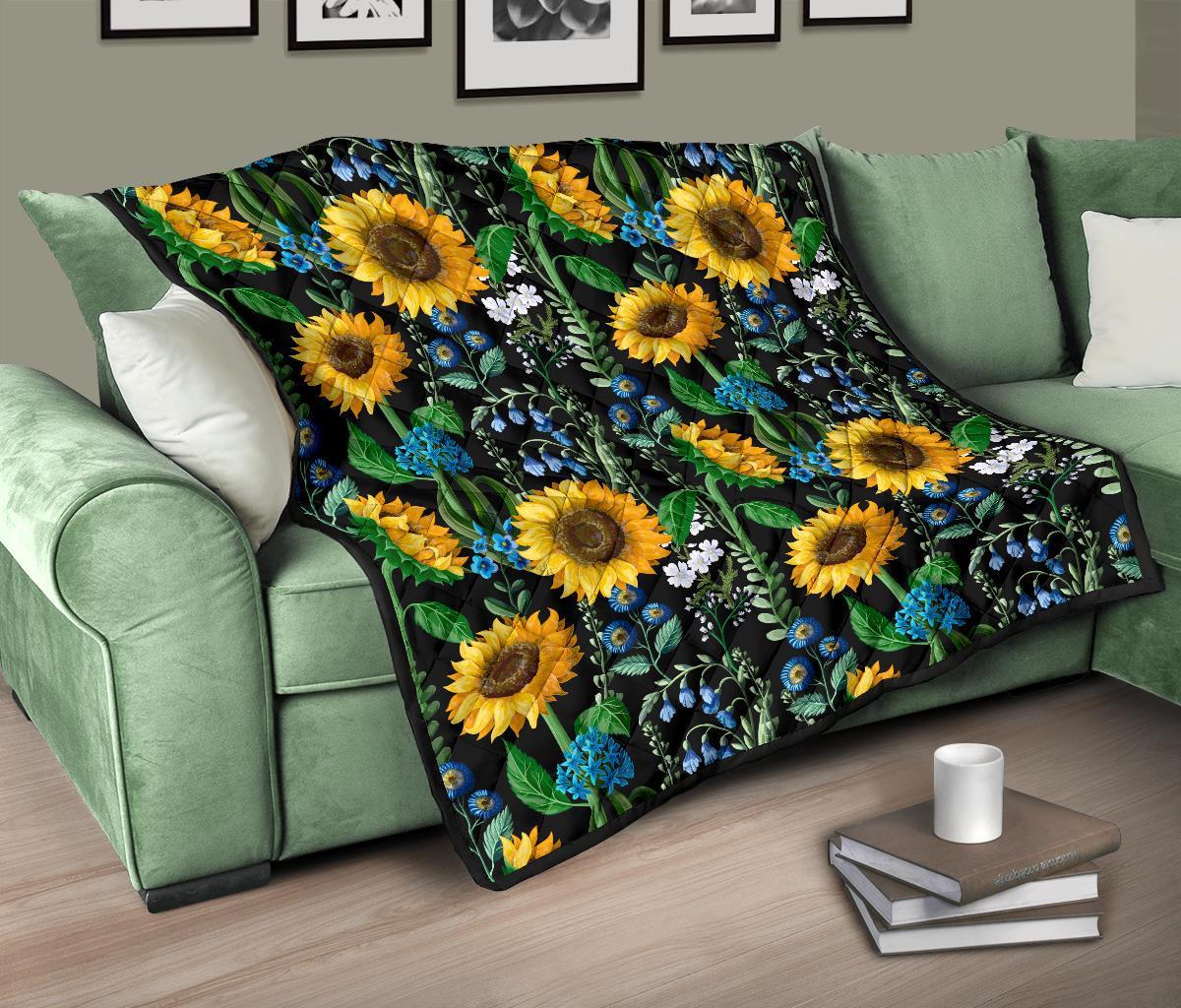 Pattern Print Sunflower Cartoon Quilt-grizzshop