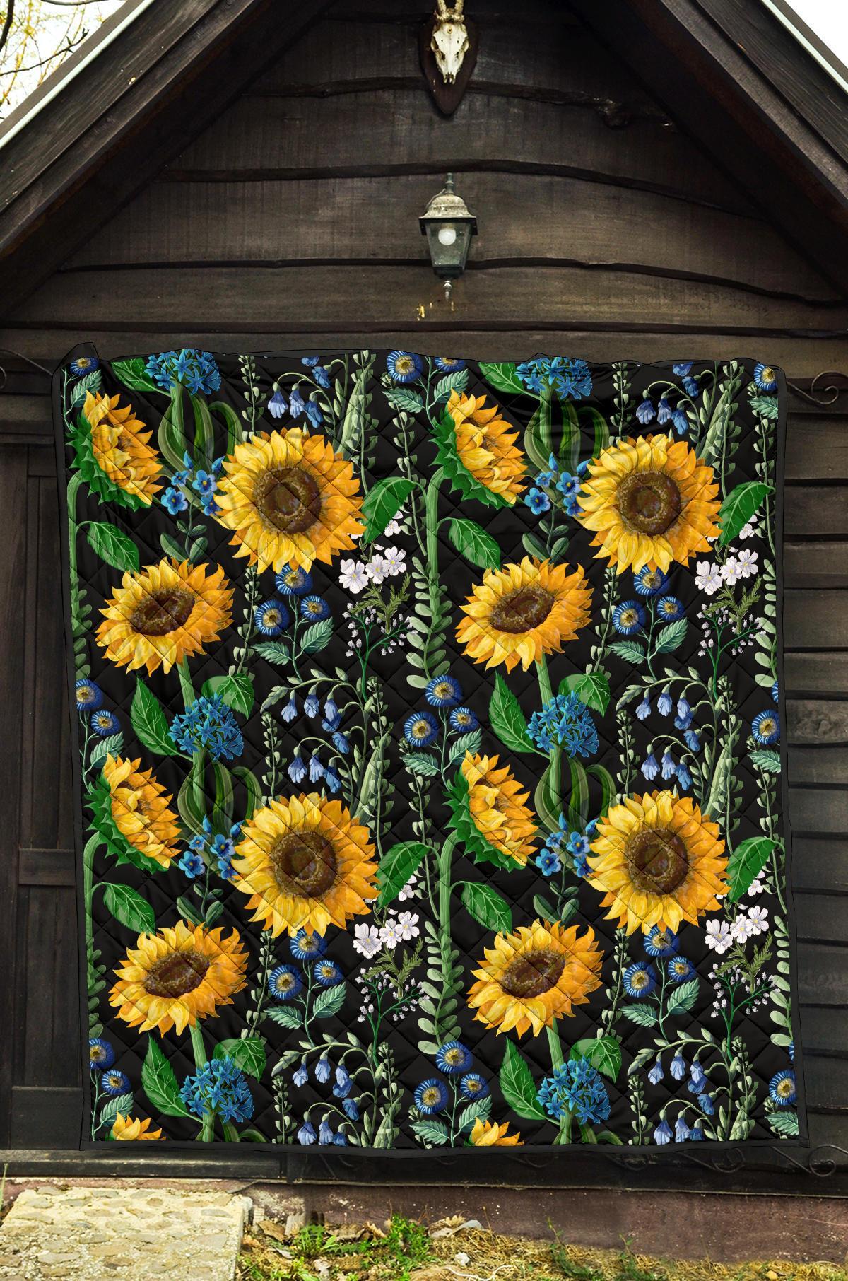 Pattern Print Sunflower Cartoon Quilt-grizzshop