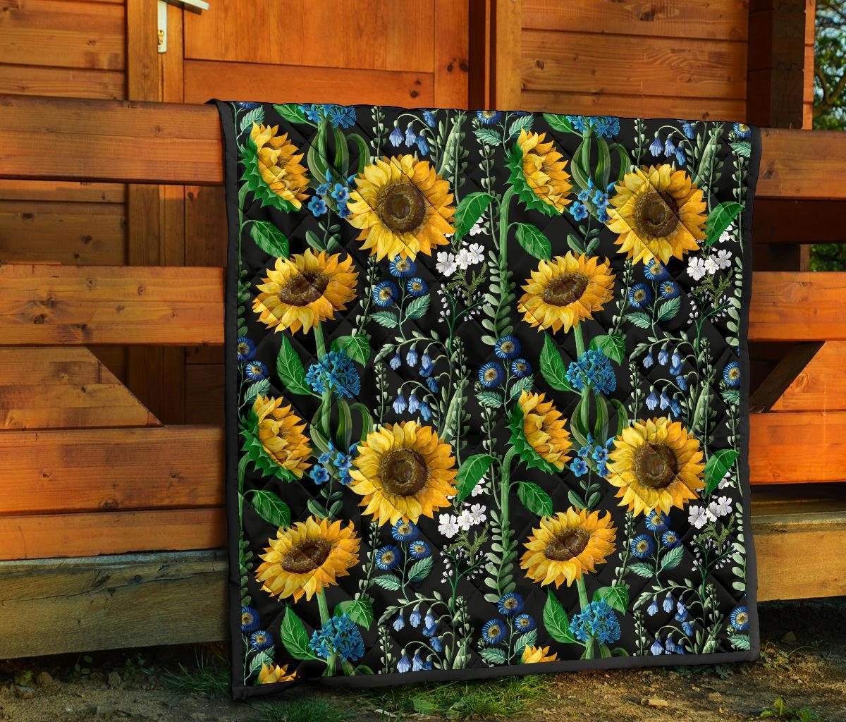 Pattern Print Sunflower Cartoon Quilt-grizzshop