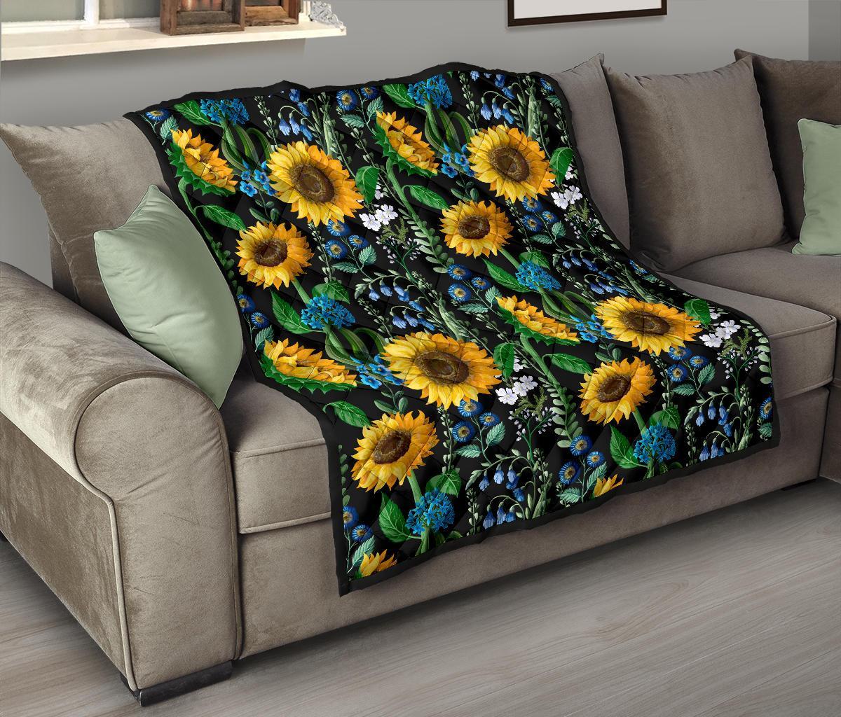 Pattern Print Sunflower Cartoon Quilt-grizzshop