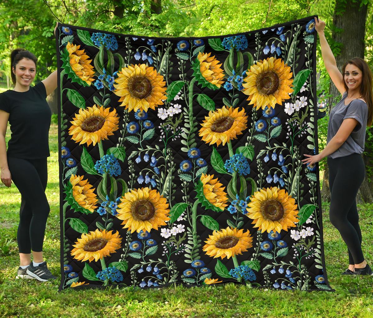 Pattern Print Sunflower Cartoon Quilt-grizzshop