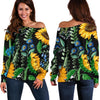 Pattern Print Sunflower Cartoon Women Off Shoulder Sweatshirt-grizzshop