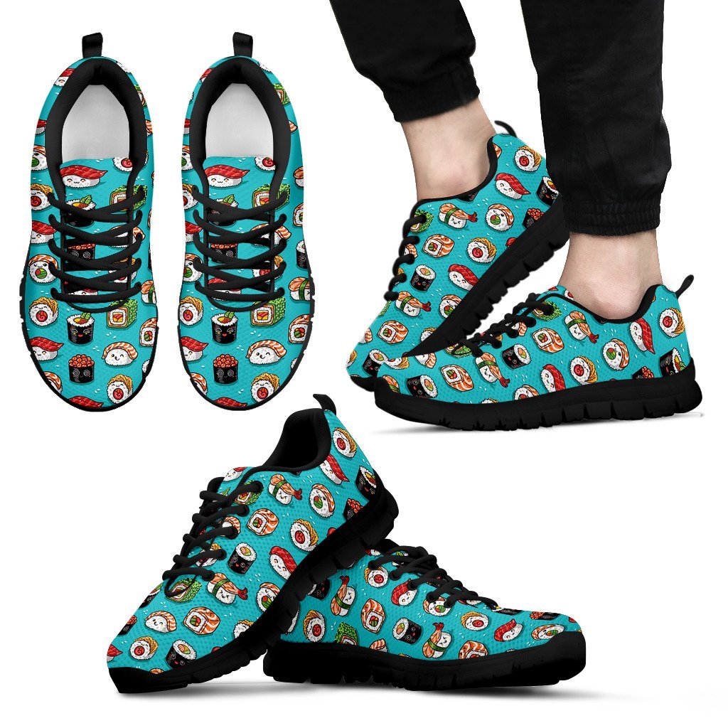 Pattern Print Sushi Black Sneaker Shoes For Men Women-grizzshop