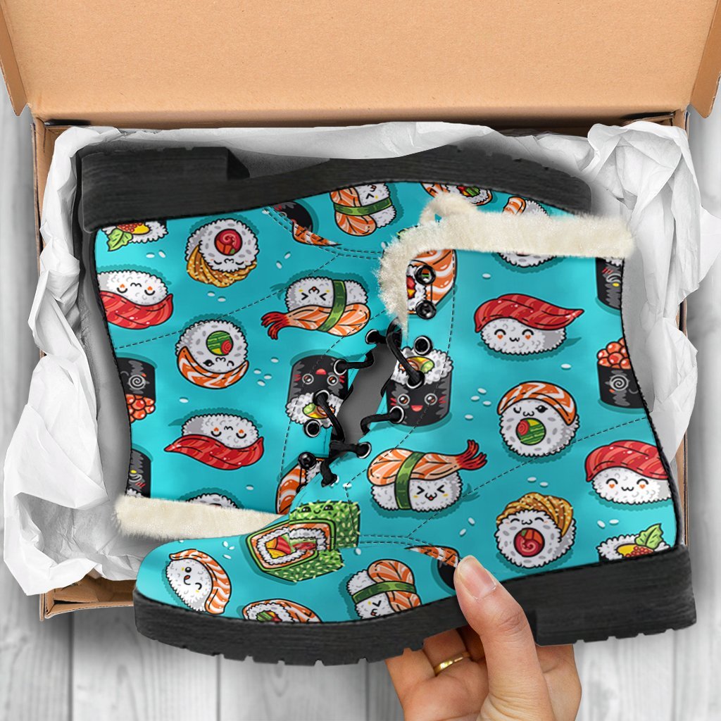 Pattern Print Sushi Comfy Winter Boots-grizzshop