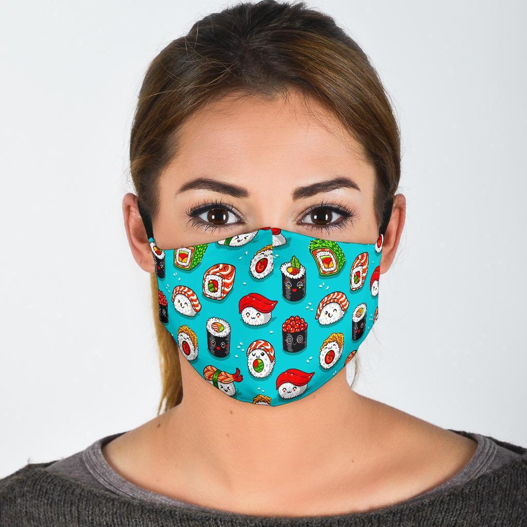 Pattern Print Sushi Face Mask-grizzshop