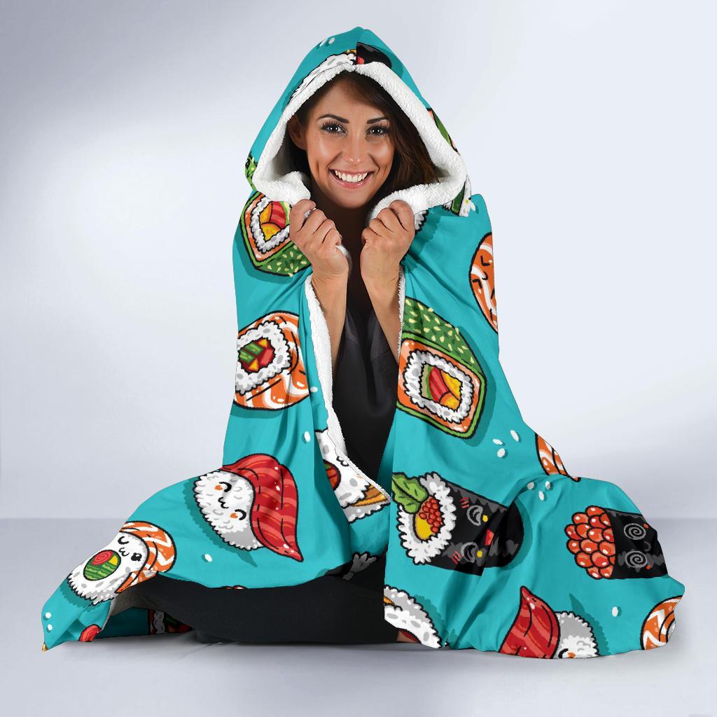 Pattern Print Sushi Hooded Blanket-grizzshop