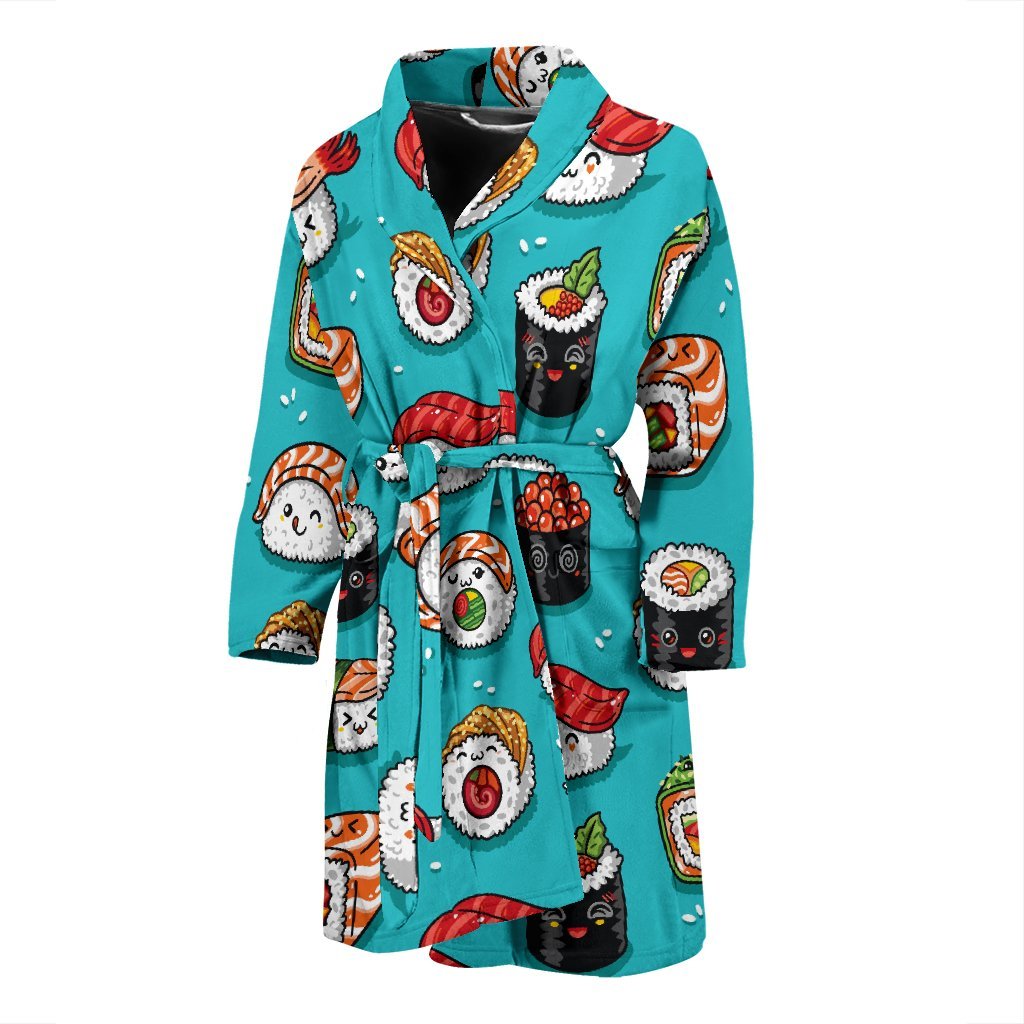 Pattern Print Sushi Men Long Robe-grizzshop