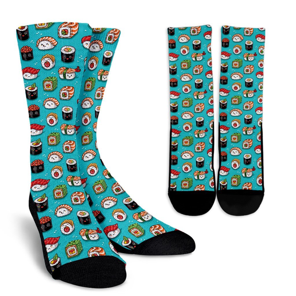 Pattern Print Sushi Unisex Crew Socks-grizzshop