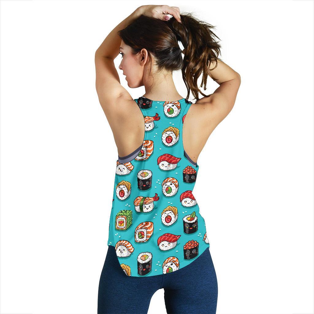 Pattern Print Sushi Women's Racerback Tank Tops-grizzshop