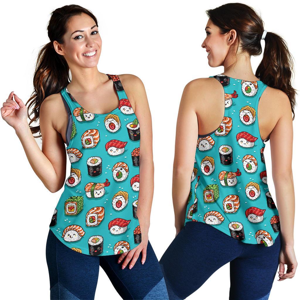 Pattern Print Sushi Women's Racerback Tank Tops-grizzshop