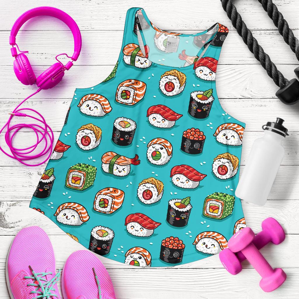 Pattern Print Sushi Women's Racerback Tank Tops-grizzshop
