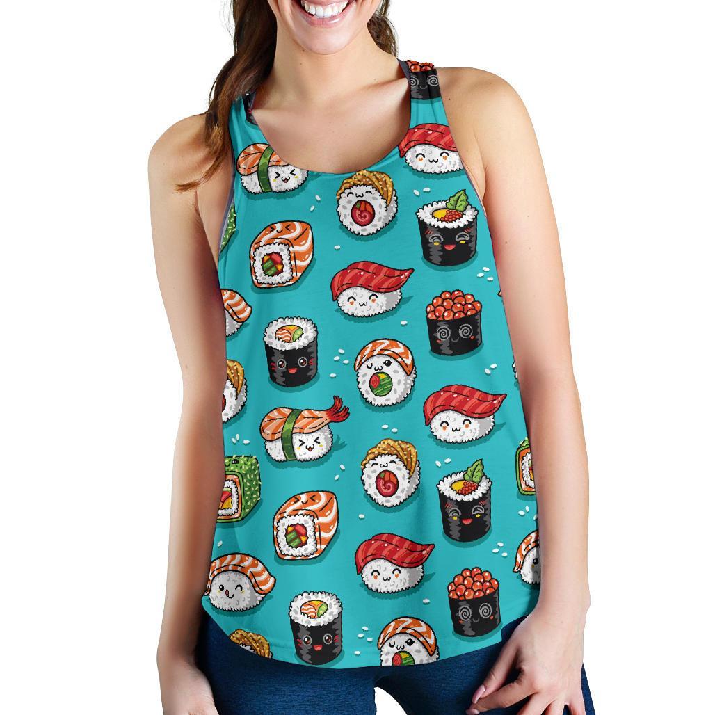 Pattern Print Sushi Women's Racerback Tank Tops-grizzshop