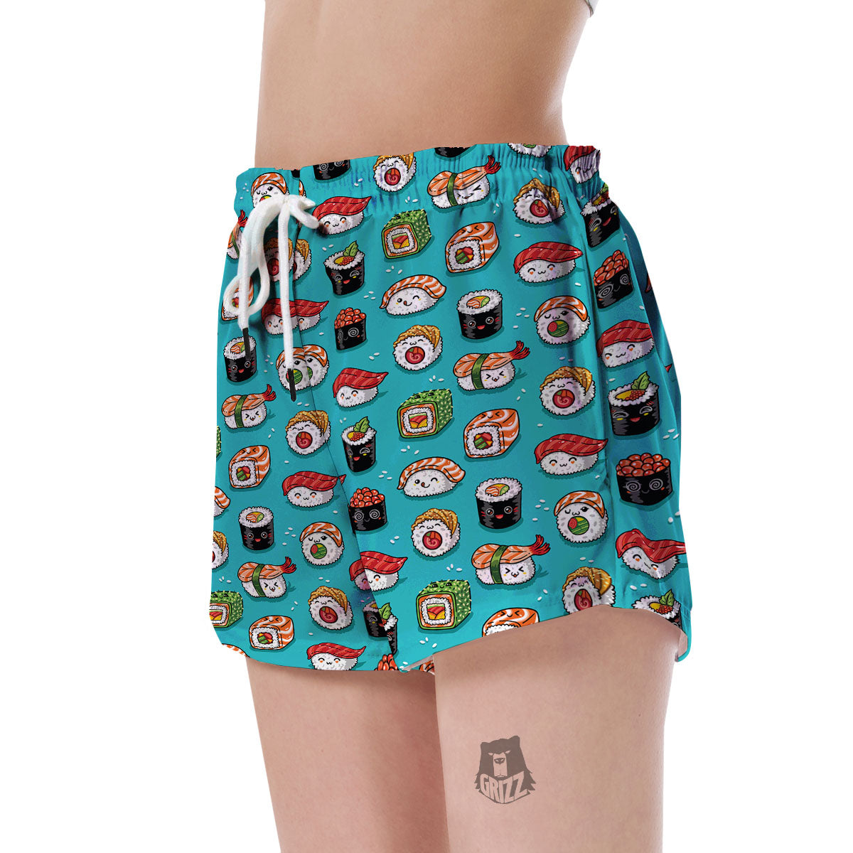 Pattern Print Sushi Women's Shorts-grizzshop